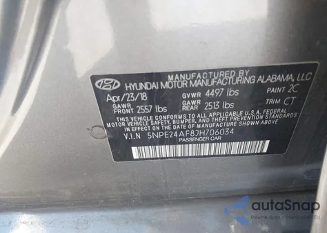 2018 Hyundai Sonata Se from USA, damaged, VIN 5NPE24AF8JH706034